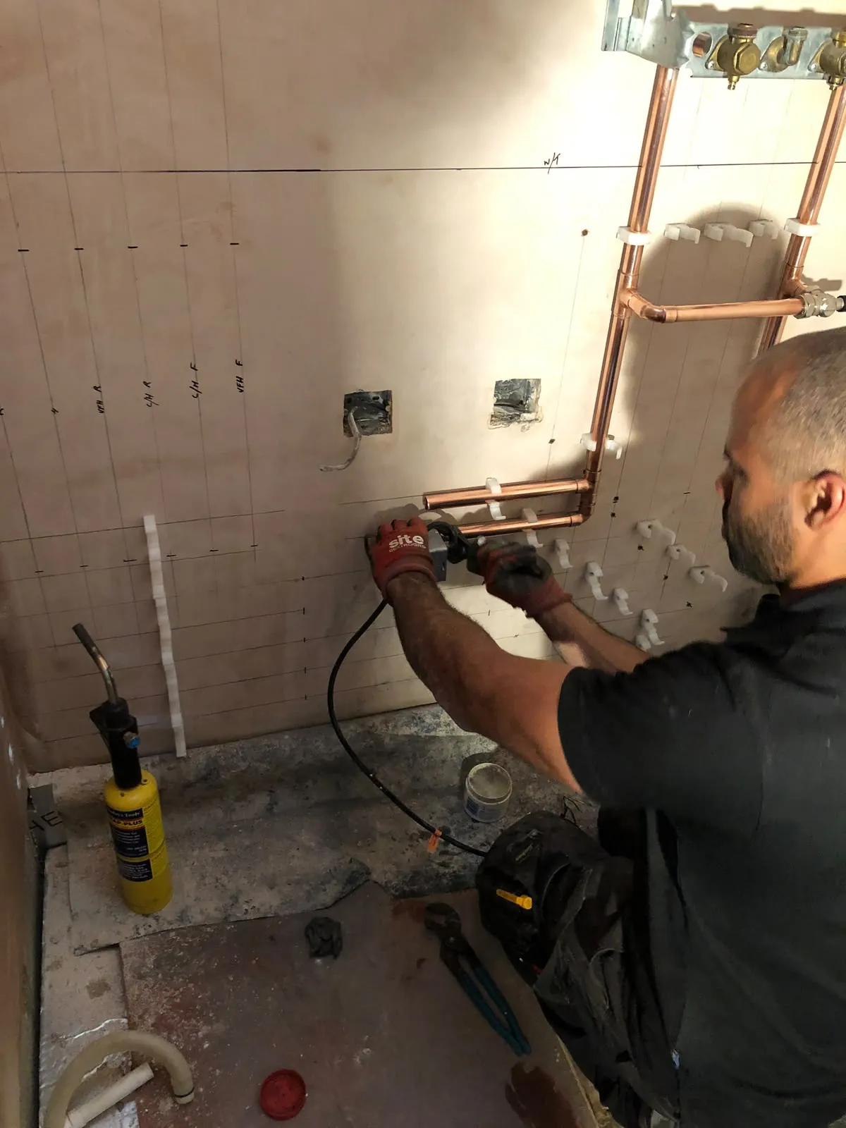Heating installation work in progress